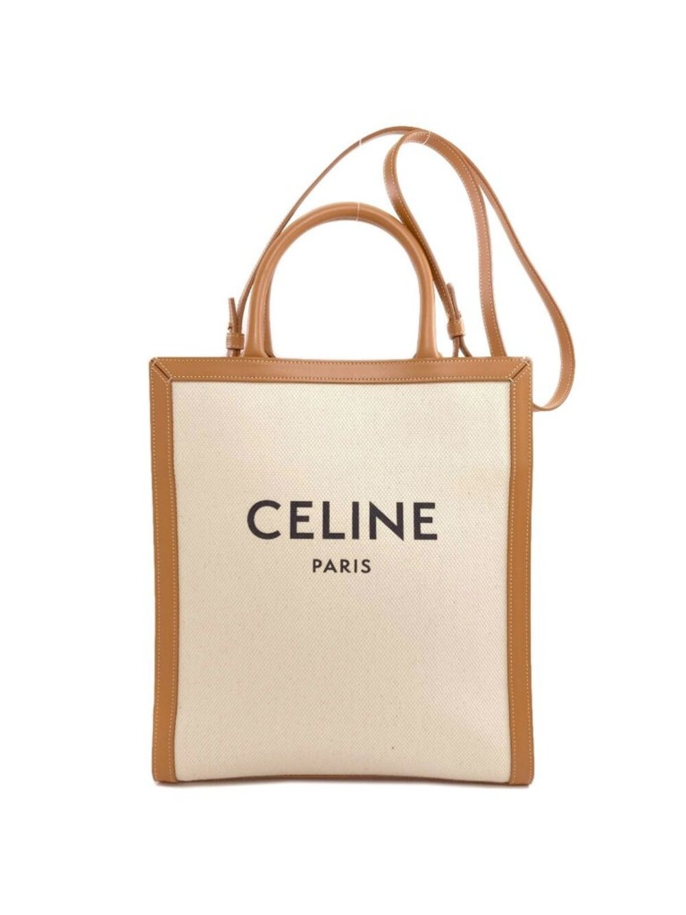Celine Vertical Cover 2-Way Handbag Canvas Calf